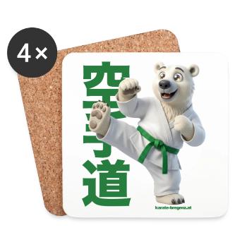 Karate Eisbär - Untersetzer (4er-Set) - Weiß - Vorne