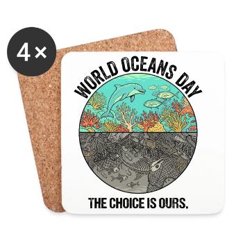Le choix est à nous – Dauphin de la Journée mondiale des océans - Dessous de verre (lot de 4) - blanc - Devant