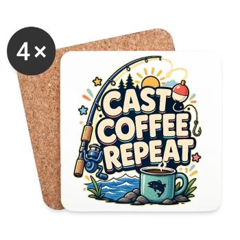 LANCER LE CAFÉ RÉPÉTER Pêche - Dessous de verre (lot de 4) - blanc - Devant