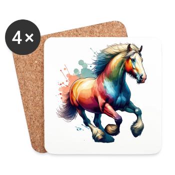 Cheval de trait belge Cheval cadeau - Dessous de verre (lot de 4) - blanc - Devant