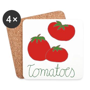 Drei Tomaten Handzeichnung - Untersetzer (4er-Set) - Weiß - Vorne