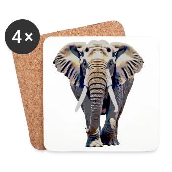 Elefant - Untersetzer (4er-Set) - Weiß - Vorne