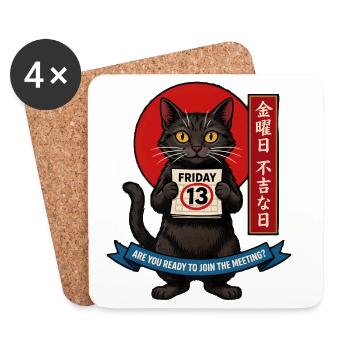 Black cat on Friday 13th e-Ukiyo style  - Untersetzer (4er-Set) - Weiß - Vorne