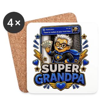 Super Grandpa Money On Frontdoor - Superheld Opa - Untersetzer (4er-Set) - Weiß - Vorne