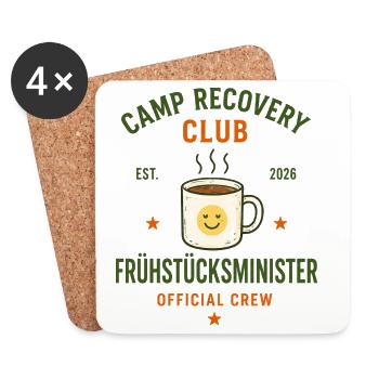 Frühstücksminister – Camp Recovery Club Crew - Untersetzer (4er-Set) - Weiß - Vorne