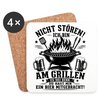 Lustiges Grillmeister BBQ Design mit Bier Spruch - Untersetzer (4er-Set) - Weiß - Vorne