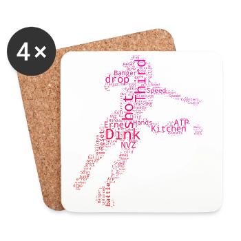 Cadeau sportif de pickleball pour les fans de matchs de pickleball - Dessous de verre (lot de 4) - blanc - Devant