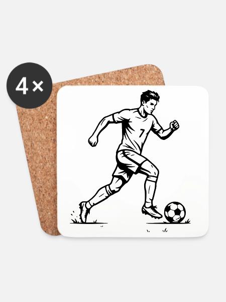 Fußballspieler - Untersetzer (4er-Set) - Weiß