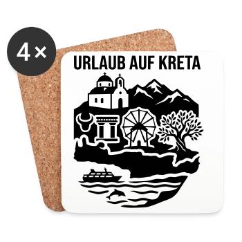 Kreta Griechenland Wahrzeichen Urlaub - Untersetzer (4er-Set) - Weiß - Vorne