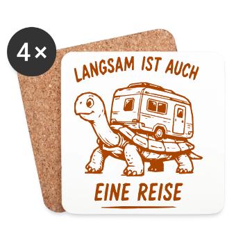 Langsam ist auch eine Reise - Untersetzer (4er-Set) - Weiß - Vorne