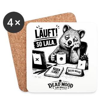 Läuft! So lala. Lustiges Quokka Büro Geschenk - Untersetzer (4er-Set) - Weiß - Vorne