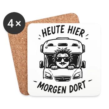 Heute Hier Morgen Dort Truck Grafik - Untersetzer (4er-Set) - Weiß - Vorne