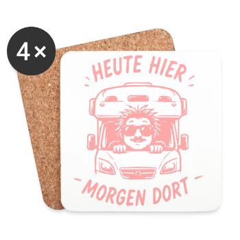 Heute Hier Morgen Dort Bus - Untersetzer (4er-Set) - Weiß - Vorne
