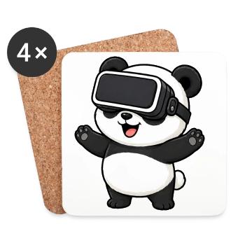 Cute Panda Gamer Cartoon Virtual Reality - Coasters (set of 4) - white - Front