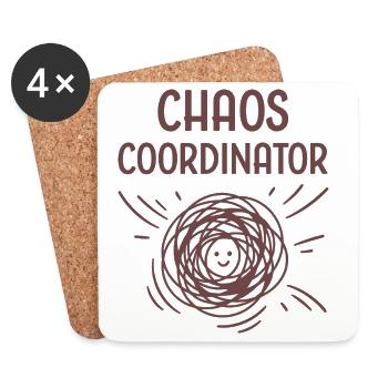 Coordinateur du Chaos | T-shirt drôle de parent de tout-petit - Dessous de verre (lot de 4) - blanc - Devant