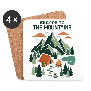 Hiking - Outdoor Adventure-Escape to the Mountains - Coasters (set of 4) - white - Front