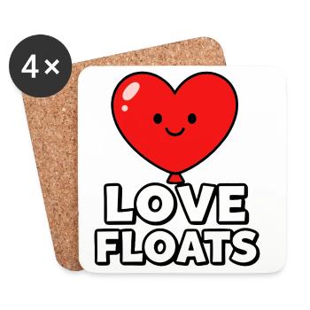 Love Floats Heart Mascot Graphic - Coasters (set of 4) - white - Front