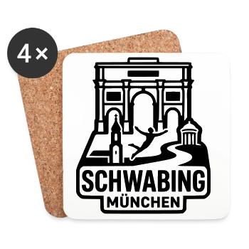 München Schwabing – Minimalistisches Skyline  - Untersetzer (4er-Set) - Weiß - Vorne