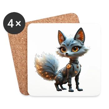 Cyber Renard Bleu - Dessous de verre (lot de 4) - blanc - Devant