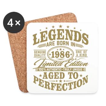 1986 Anniversaire Vintage Born Legends - Dessous de verre (lot de 4) - blanc - Devant