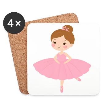 Petite ballerine en tutu rose – Décoration de danse - Dessous de verre (lot de 4) - blanc - Devant