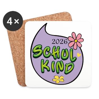 Schulkind 2026  - Untersetzer (4er-Set) - Weiß - Vorne