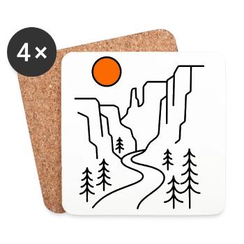 Cadeau pour randonnée en ligne des montagnes Canyon - Dessous de verre (lot de 4) - blanc - Devant