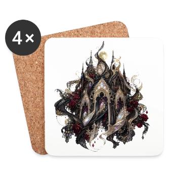 Gothic Floral Cathedral - Coasters (set of 4) - white - Front