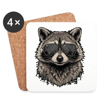 Cool raccoon - Coasters (set of 4) - white - Front