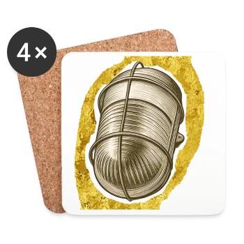 Golden Thread Spool Illustration - Coasters (set of 4) - white - Front