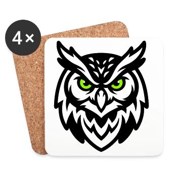Owl Mascot E Sport Logo - Coasters (set of 4) - white - Front
