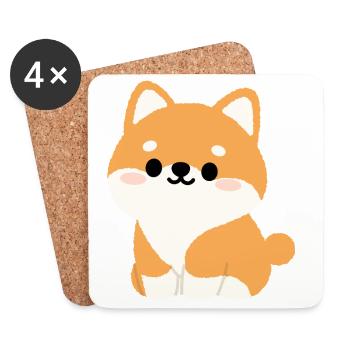 shiba inu - Dessous de verre (lot de 4) - blanc - Devant