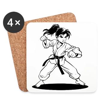 Karate Girl Comic Look - Coasters (set of 4) - white - Front