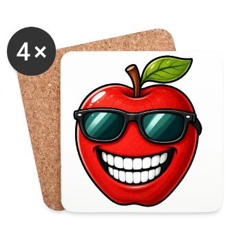Fruits d’été de dessins animés pomme de Kawaii - Dessous de verre (lot de 4) - blanc - Devant
