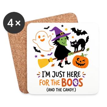 Ich bin nur hier für die Buhen und Süßigkeiten – Halloween - Untersetzer (4er-Set) - Weiß - Vorne