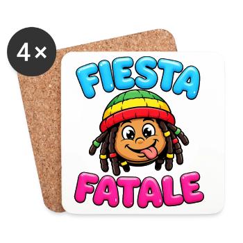 Fiesta Fatale Rasta Cartoon - Dessous de verre (lot de 4) - blanc - Devant