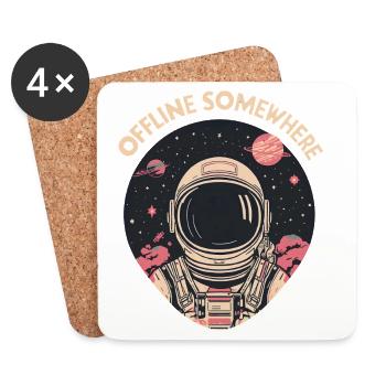 Astronaut im All – Offline Somewhere - Untersetzer (4er-Set) - Weiß - Vorne