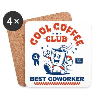 Coffee Club Kaffeeliebhaber-Kollegen-Geschenk - Untersetzer (4er-Set) - Weiß - Vorne