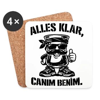 Alles klar, Canım Benim – Türkisches Teeglas Stree - Untersetzer (4er-Set) - Weiß - Vorne