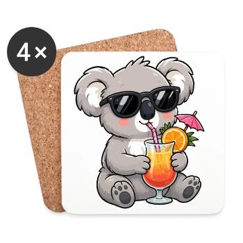 Koala Cocktail am Strand - Untersetzer (4er-Set) - Weiß - Vorne