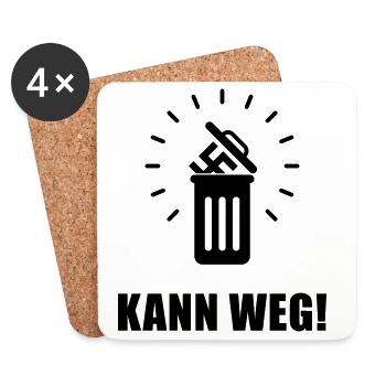 Kann Weg! (Gegen Rechts, Nie Wieder, Politik / B) - Untersetzer (4er-Set) - Weiß - Vorne