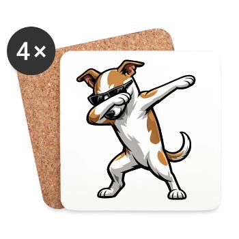 Dabbing Whippet in Comic Style - Coasters (set of 4) - white - Front