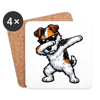 Dabbing Fox Terrier im Comic Stil - Untersetzer (4er-Set) - Weiß - Vorne