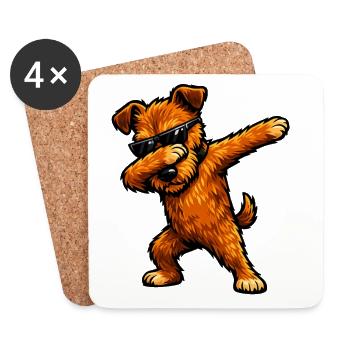 Dabbing Irish Terrier in Comic Style - Coasters (set of 4) - white - Front