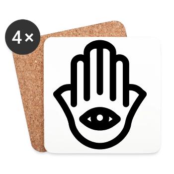 hand of Fatma Hamsa - Coasters (set of 4) - white - Front