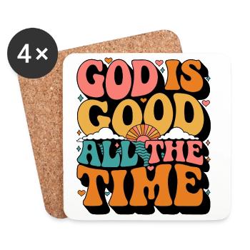 God Is Good All The Time Retro - Untersetzer (4er-Set) - Weiß - Vorne