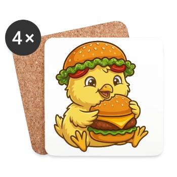 Süßes Huhn Küken Cartoon Burger Lustig - Untersetzer (4er-Set) - Weiß - Vorne
