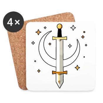 Moon Sword Streetwear Design - Coasters (set of 4) - white - Front
