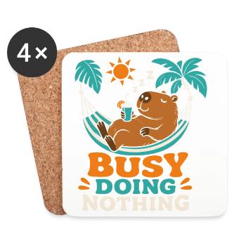 Busy Doing Nothing Capybara - Coasters (set of 4) - white - Front