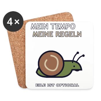 Mein Tempo, meine Regeln - Untersetzer (4er-Set) - Weiß - Vorne